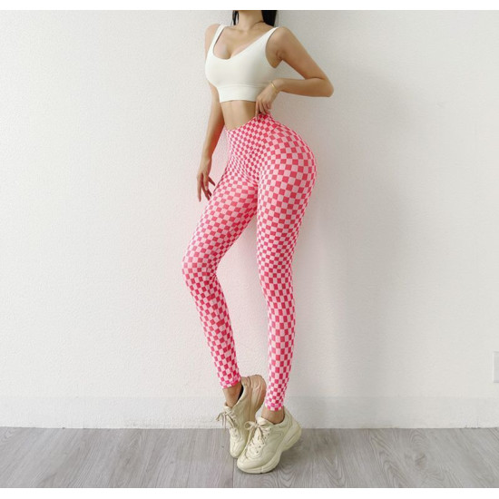 Sports Women Plaid Leggings Pants Yoga Gym Fitness Tight Breathable Elastic Wear