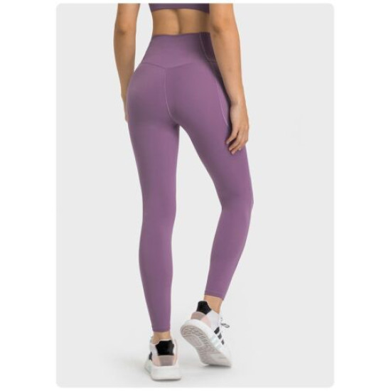 Yoga Pants Women Sportswear With Side Pocket No Front Seam Leggings Sports Wears