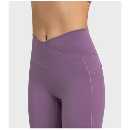 Yoga Pants Women Sportswear With Side Pocket No Front Seam Leggings Sports Wears