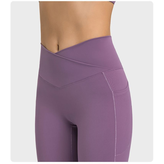 Yoga Pants Women Sportswear With Side Pocket No Front Seam Leggings Sports Wears