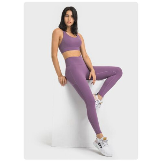 Yoga Pants Women Sportswear With Side Pocket No Front Seam Leggings Sports Wears