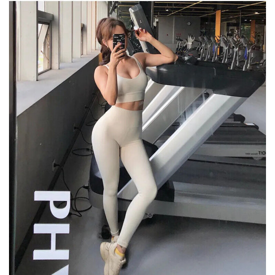 Yoga Pants Women Leggings Sportswear Seamless Solid High Waists Elastic Trousers