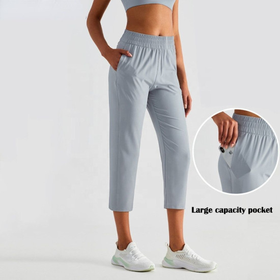 Sports Joggers Women Sweatpants Calf Length Yoga High Waist Fitness With Pockets