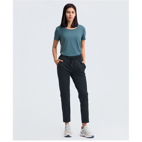 Women Joggers Yoga Sweatpants With Side Pockets Drawstring High Waist Sportswear