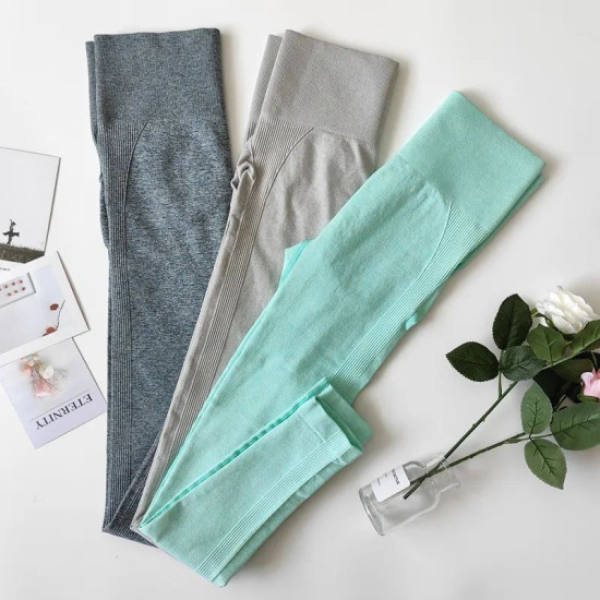 Women Yoga Pants High Waist Seamless Sports Leggings Slim Stretch Running Bottom