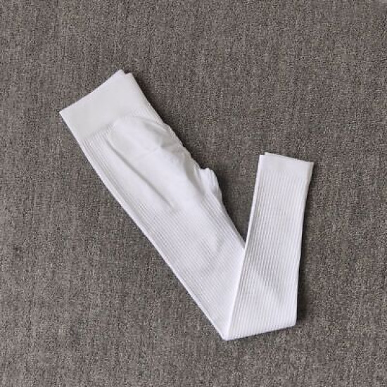 Ribbed Women Yoga Pants Legging Seamless High Waist Breathable Activewear Bottom