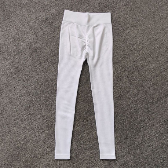 Ribbed Women Yoga Pants Legging Seamless High Waist Breathable Activewear Bottom