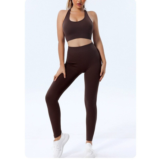 Ribbed Women Yoga Pants Legging Seamless High Waist Breathable Activewear Bottom