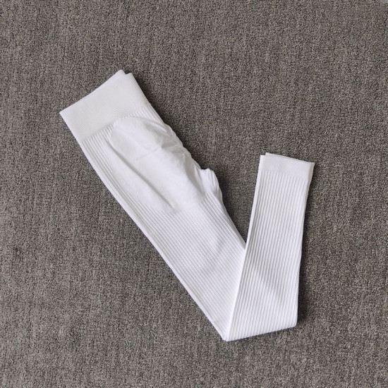 Ribbed Women Yoga Pants Legging Seamless High Waist Breathable Activewear Bottom