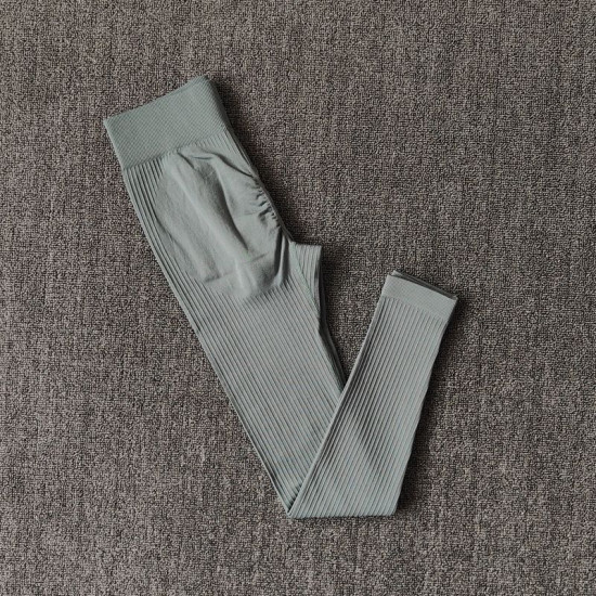 Ribbed Women Yoga Pants Legging Seamless High Waist Breathable Activewear Bottom