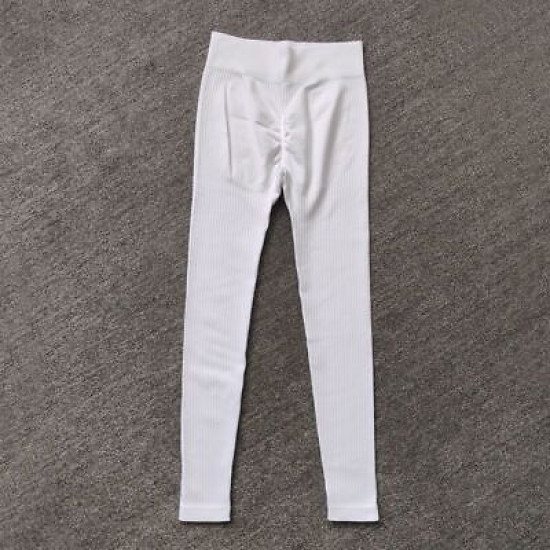 Ribbed Women Yoga Pants Legging Seamless High Waist Breathable Activewear Bottom