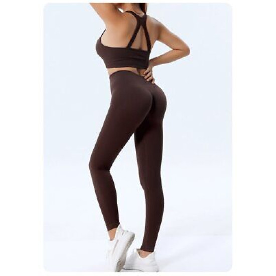 Ribbed Women Yoga Pants Legging Seamless High Waist Breathable Activewear Bottom