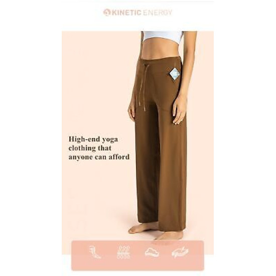 Drawstring Women Yoga Pants High Waist Wide Leg Full Length With Pockets Clothes
