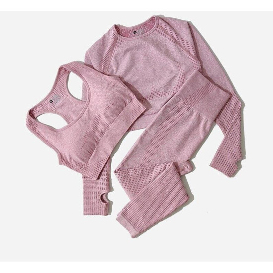 Seamless Women Yoga Sets Fitness Solid Crop Tops Sweatshirts High Waist Leggings