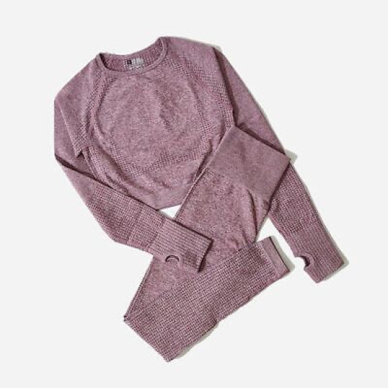 Seamless Women Yoga Sets Fitness Solid Crop Tops Sweatshirts High Waist Leggings