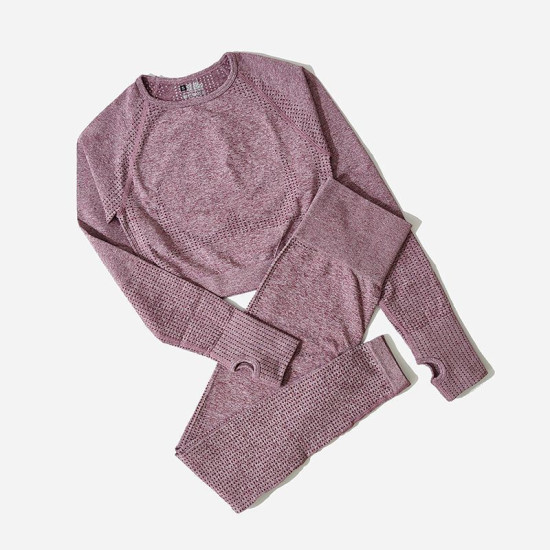 Seamless Women Yoga Sets Fitness Solid Crop Tops Sweatshirts High Waist Leggings