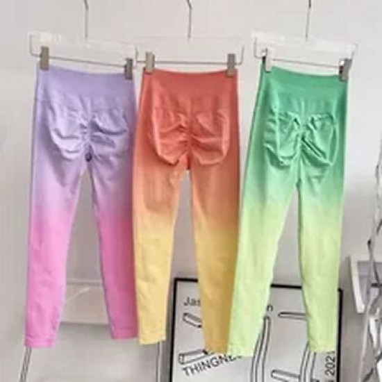 Seamless Sports Yoga Pants Women Leggings Hip Lifting High Waist Fade Color Wear
