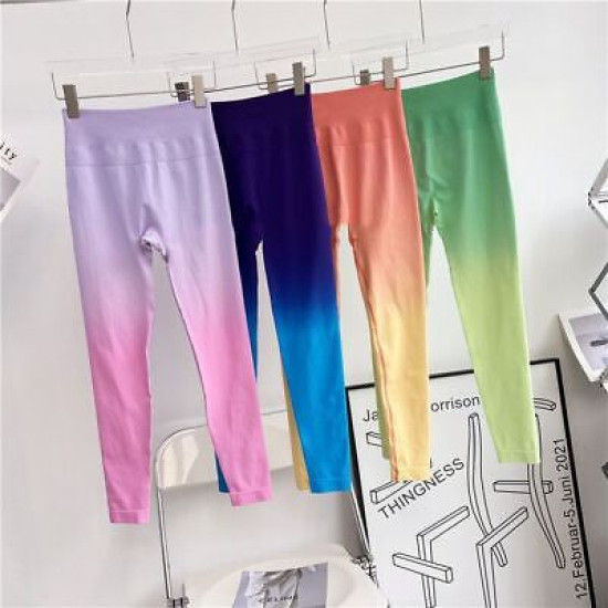 Seamless Sports Yoga Pants Women Leggings Hip Lifting High Waist Fade Color Wear