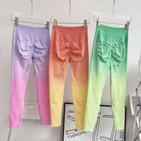 Seamless Sports Yoga Pants Women Leggings Hip Lifting High Waist Fade Color Wear