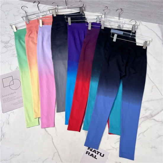 Seamless Sports Yoga Pants Women Leggings Hip Lifting High Waist Fade Color Wear