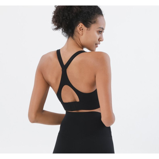 Nylon Women Sports Bra Workout Gym Yoga Fitness Buckle Sportswear Solid Clothing