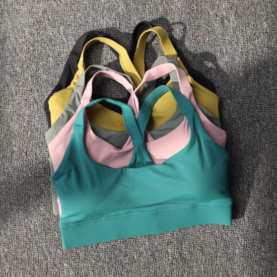 Nylon Women Sports Bra Workout Gym Yoga Fitness Buckle Sportswear Solid Clothing