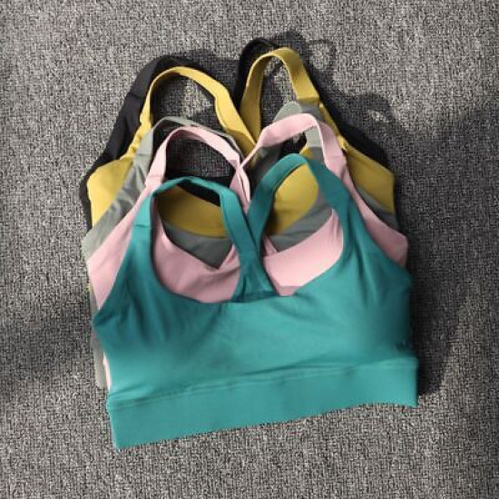 Nylon Women Sports Bra Workout Gym Yoga Fitness Buckle Sportswear Solid Clothing