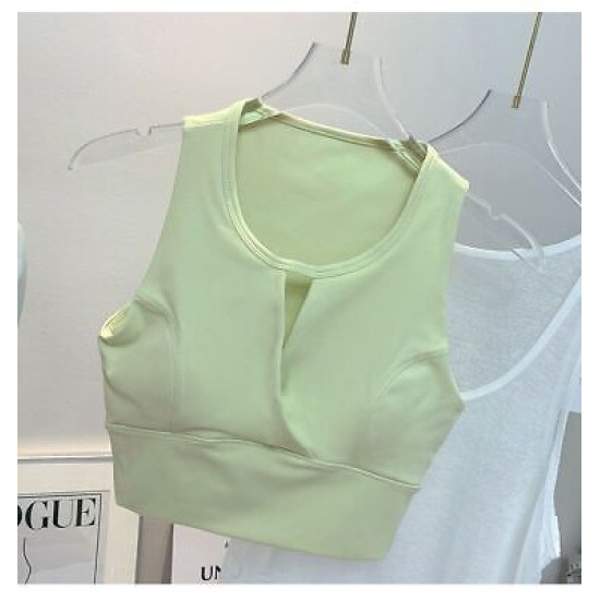 Yoga Sports Women Bras Padded Top Racerback Wireless Vest Nylon Solid Activewear