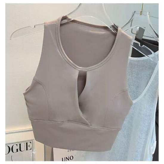 Yoga Sports Women Bras Padded Top Racerback Wireless Vest Nylon Solid Activewear