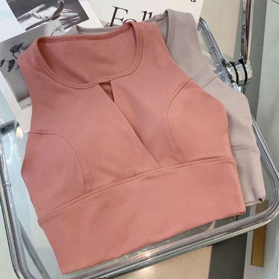 Yoga Sports Women Bras Padded Top Racerback Wireless Vest Nylon Solid Activewear