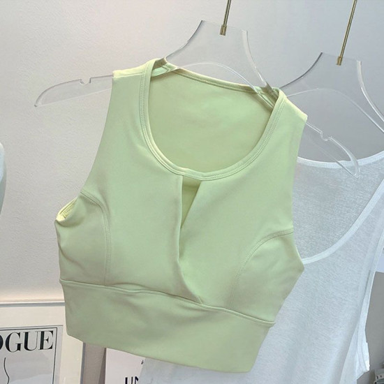 Yoga Sports Women Bras Padded Top Racerback Wireless Vest Nylon Solid Activewear