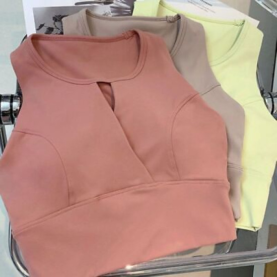 Yoga Sports Women Bras Padded Top Racerback Wireless Vest Nylon Solid Activewear