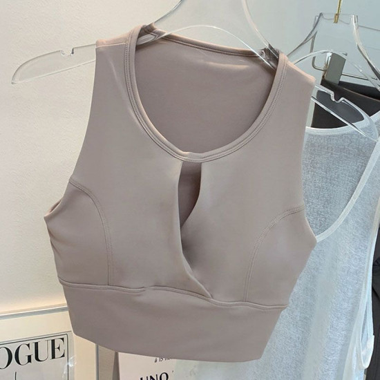 Yoga Sports Women Bras Padded Top Racerback Wireless Vest Nylon Solid Activewear