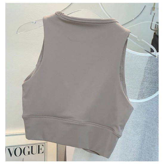 Yoga Sports Women Bras Padded Top Racerback Wireless Vest Nylon Solid Activewear