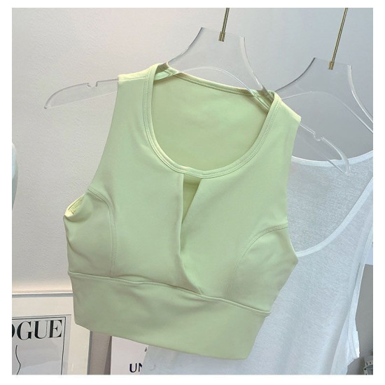 Yoga Sports Women Bras Padded Top Racerback Wireless Vest Nylon Solid Activewear