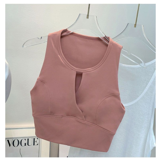 Yoga Sports Women Bras Padded Top Racerback Wireless Vest Nylon Solid Activewear