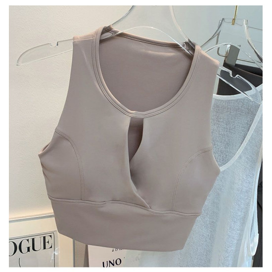 Yoga Sports Women Bras Padded Top Racerback Wireless Vest Nylon Solid Activewear