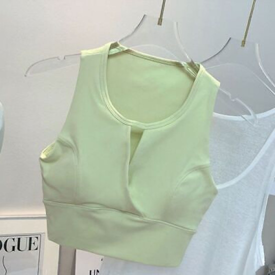 Yoga Sports Women Bras Padded Top Racerback Wireless Vest Nylon Solid Activewear