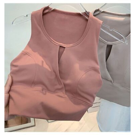 Yoga Sports Women Bras Padded Top Racerback Wireless Vest Nylon Solid Activewear