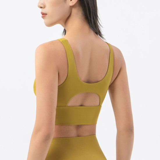 Women Sports Yoga Bra Fitness Athletic Sportswear Nylon Elastic Solid Activewear