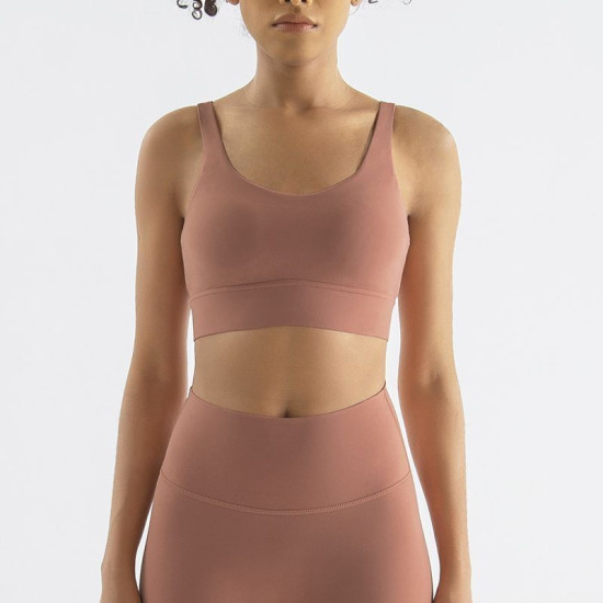 Yoga Women Sports Bra Gym Fitness Buckle Bralette Chest Pad Removable Solid Tops