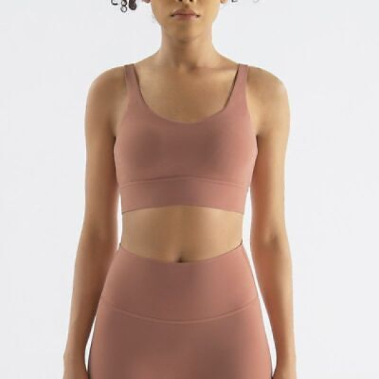Yoga Women Sports Bra Gym Fitness Buckle Bralette Chest Pad Removable Solid Tops
