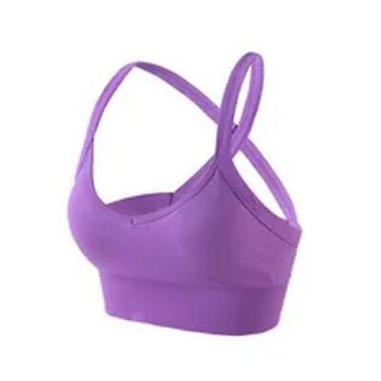 Sports Bra Women Cross Crop Top Solid Yoga Padded Running Gym Workout Activewear