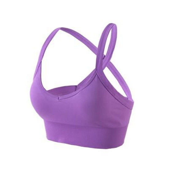 Sports Bra Women Cross Crop Top Solid Yoga Padded Running Gym Workout Activewear