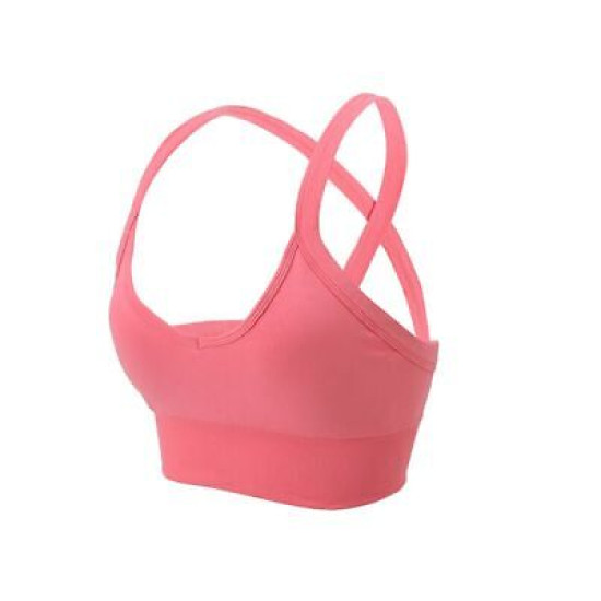 Sports Bra Women Cross Crop Top Solid Yoga Padded Running Gym Workout Activewear