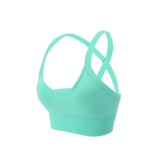 Sports Bra Women Cross Crop Top Solid Yoga Padded Running Gym Workout Activewear