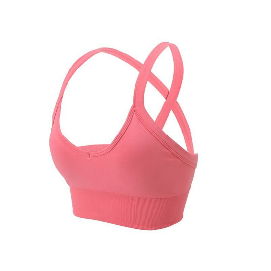 Sports Bra Women Cross Crop Top Solid Yoga Padded Running Gym Workout Activewear