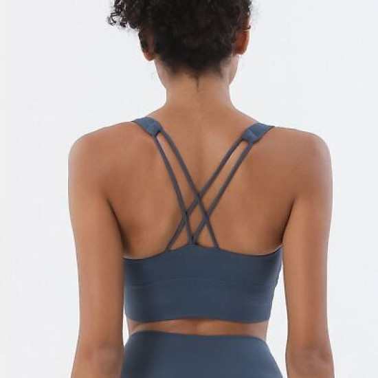 Yoga Bra Women Sports Top Bralette Solid Push Up Sportswear Removable Chest Pads