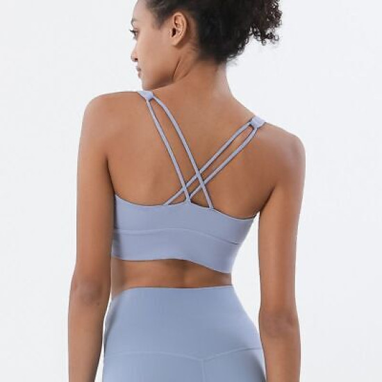 Yoga Bra Women Sports Top Bralette Solid Push Up Sportswear Removable Chest Pads