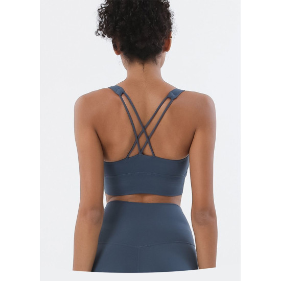 Yoga Bra Women Sports Top Bralette Solid Push Up Sportswear Removable Chest Pads